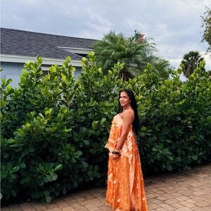 Elegant Orange Backless Dress